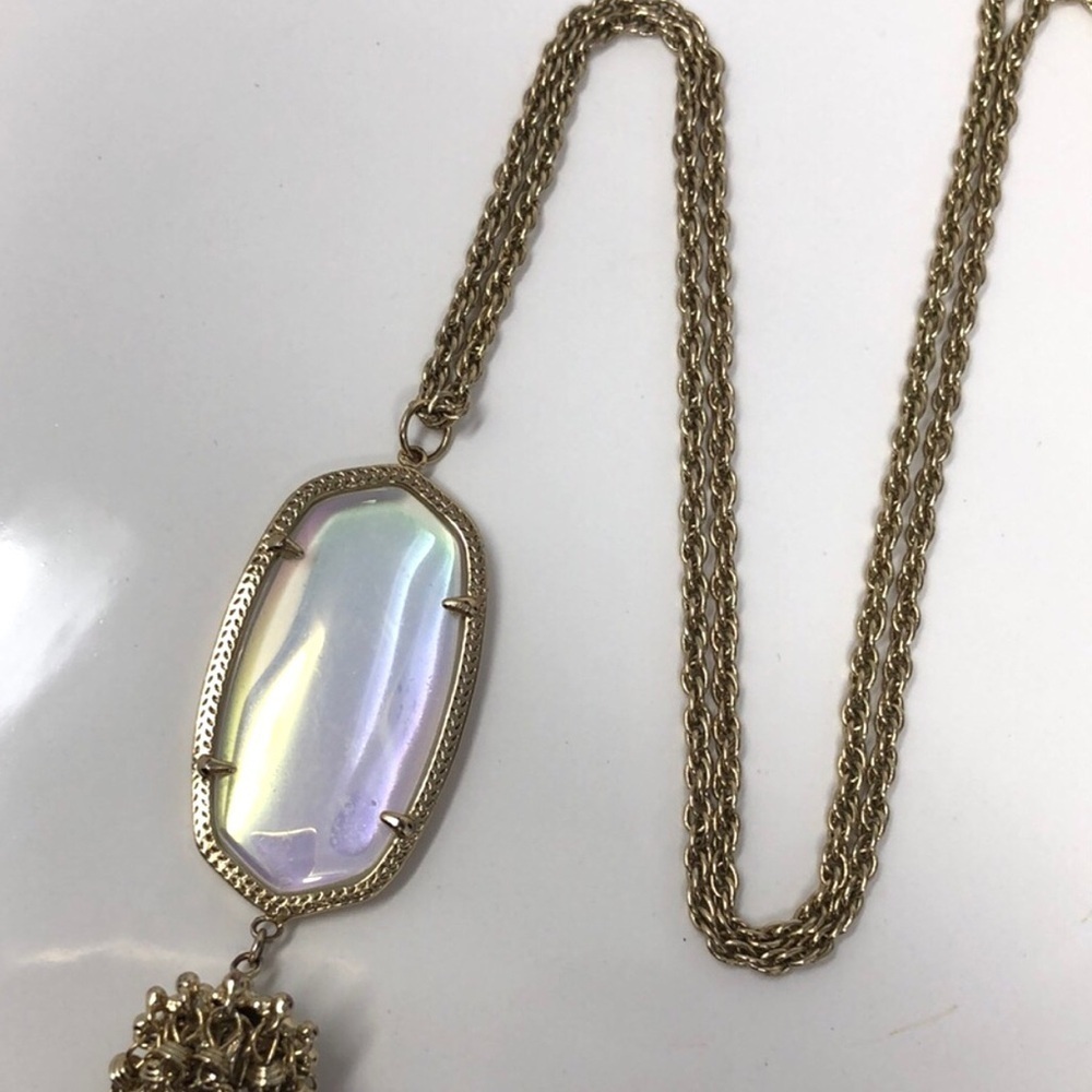 Kendra Scott Necklace Iridescent Tassel Gold Tone Long